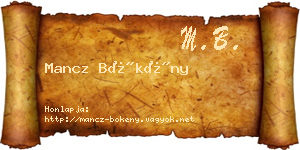 Mancz Bökény névjegykártya